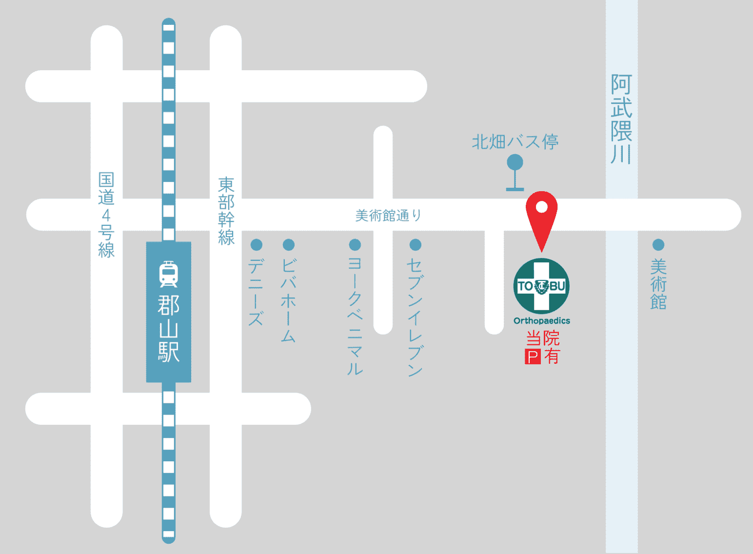 北畑停留所から当院までの案内地図